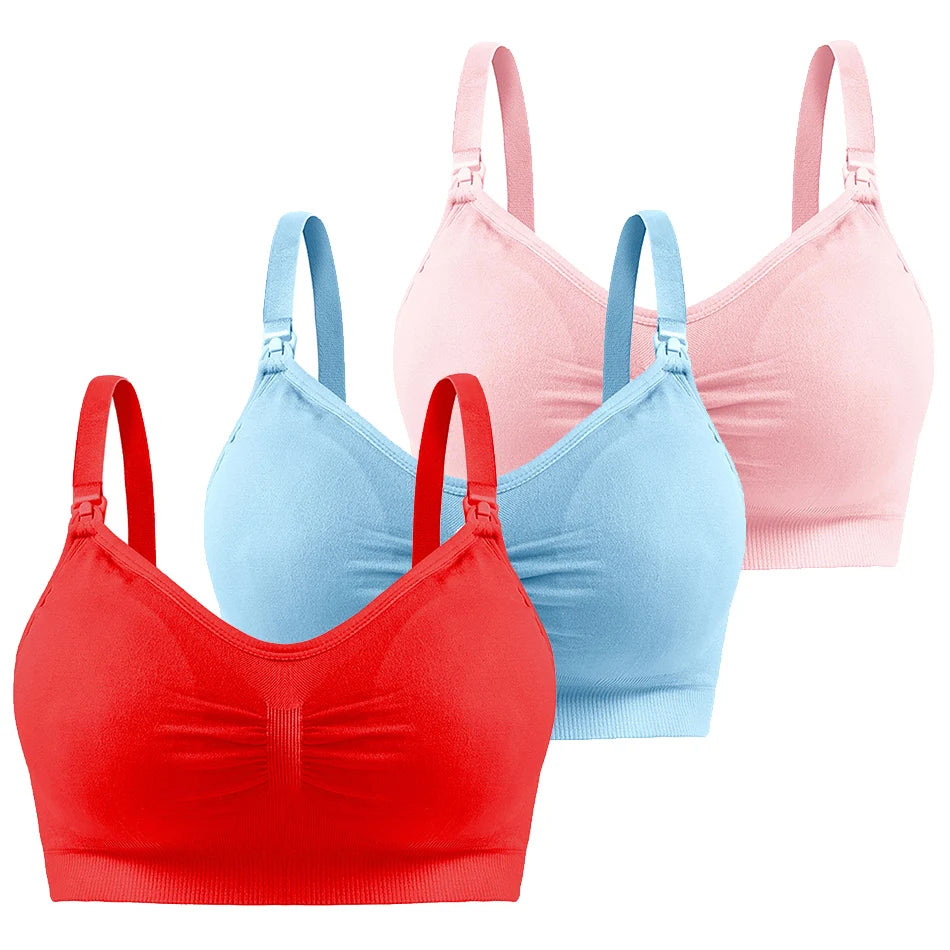 3-Pack Wireless Maternity Bras - Comfort & Breathability for Nursing